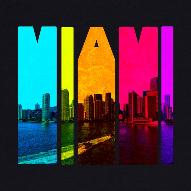 Retro Miami Florida Cityscape Skyline by phughes1980